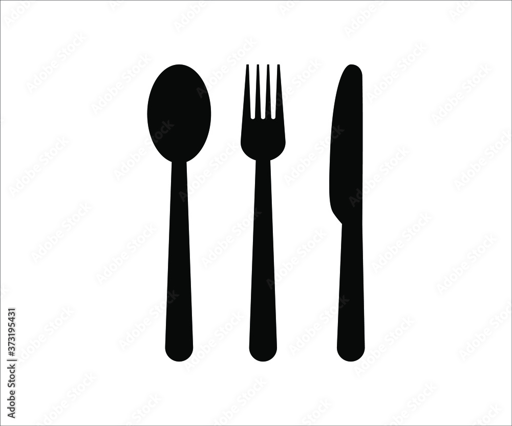 Vector icon set of khife and fork, plate with knife and fork, restaurant icon, vector illustration of knife, fork, spoon and plate, flat icon concept Vector icon set of khife and fork, plate with knife and fork, restaurant icon, vector illustration of knife, fork, spoon and plate, flat icon concept