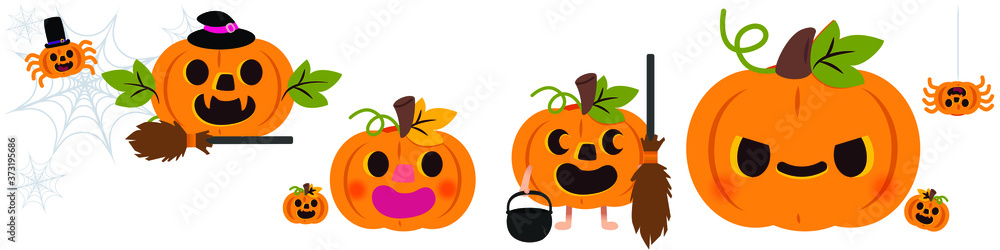 stock vector set of cute Pumpkins halloween, halloween elements child illustration. stock vector set of cute Pumpkins halloween, halloween elements child illustration.