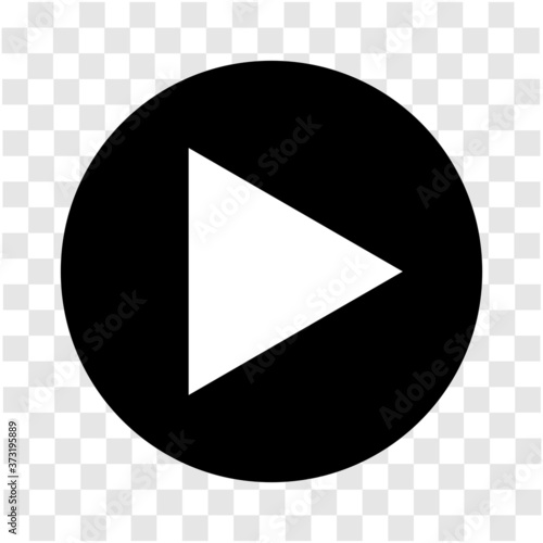 Black play button in front of a transparent background