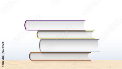 Realistic stack of books isolated on white background. Vector 3d illustration.