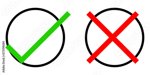 Cross and tick against white background