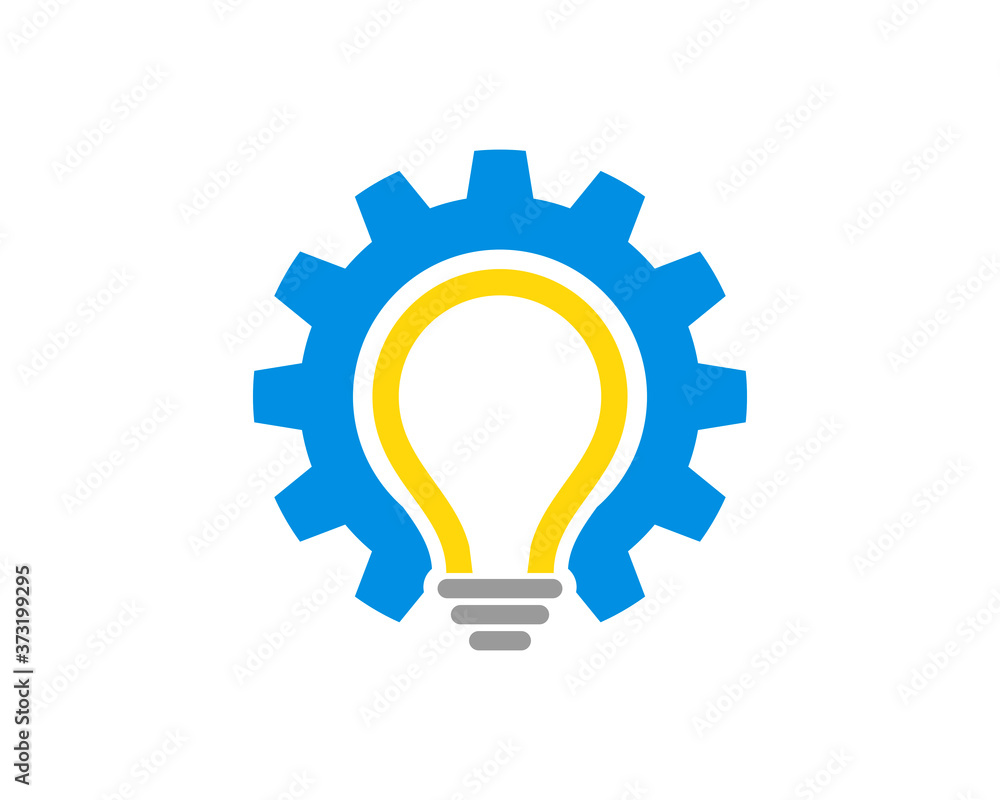 Abstract light bulb and surrounding gears Abstract light bulb and surrounding gears