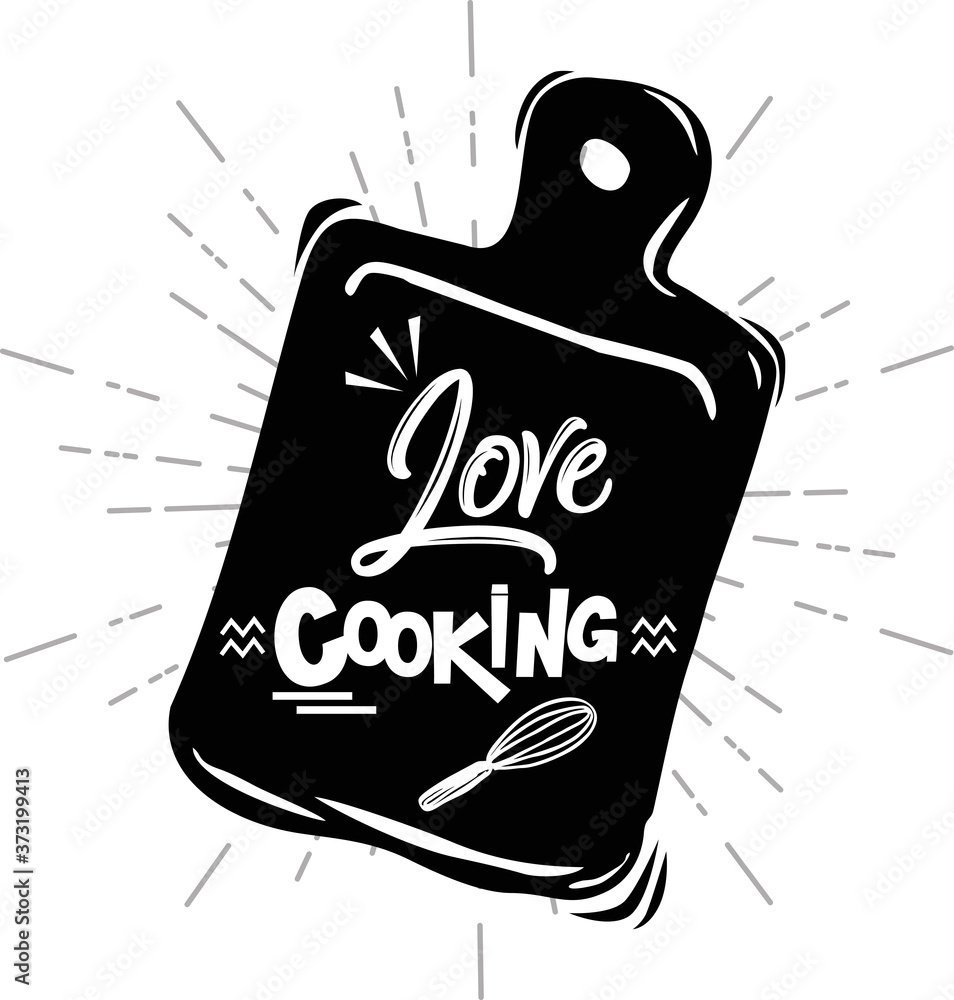 Plakat Hand drawn of Love cooking .Elements with spoon and fork. Vector illustration