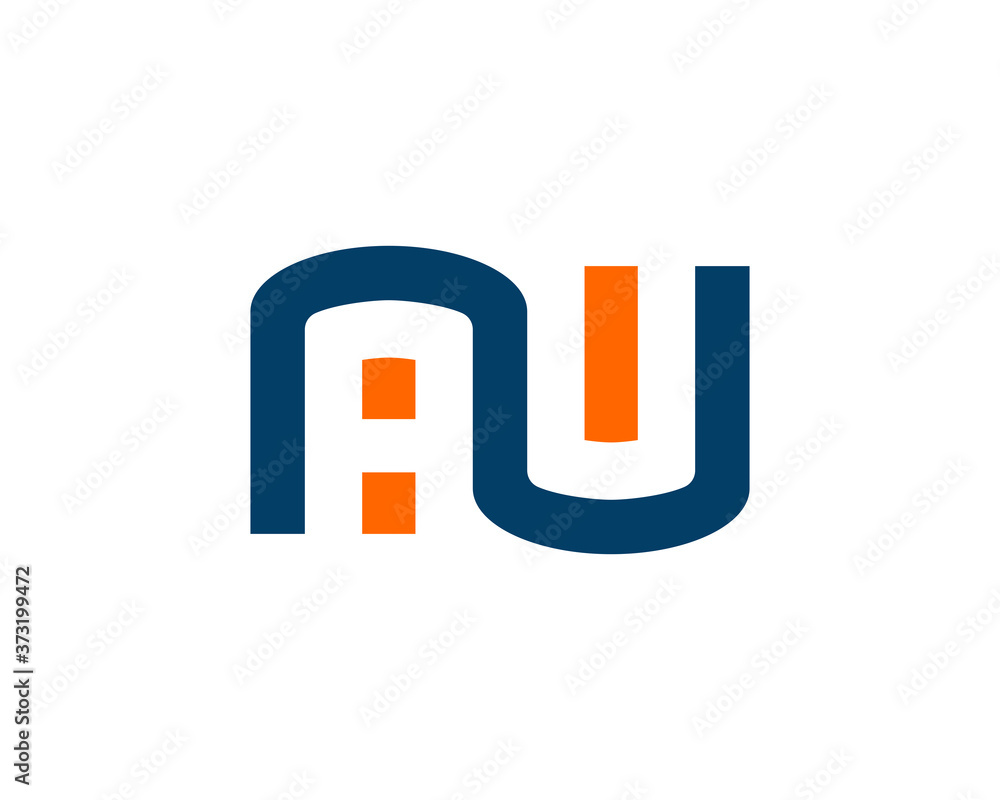 A and U letter with road way A and U letter with road way