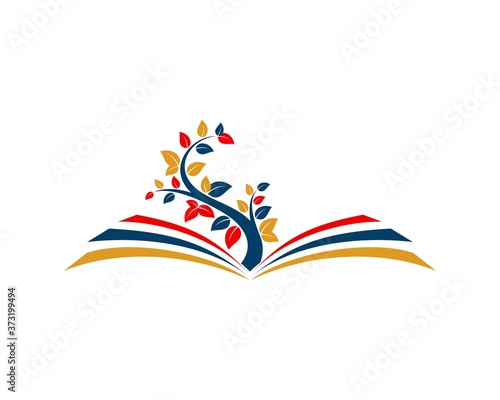 Education book with colorful tree