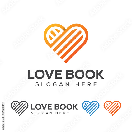 favorite reading book logo. love book, study, learn, library logo design