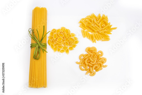 Various types of uncooked pasta