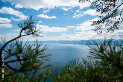 View above big beautiful lake, Baikal lake, Russia.
Baikal landscapes.