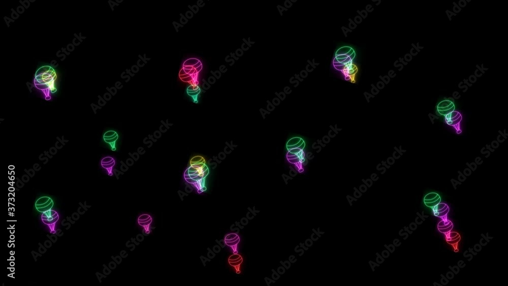 rainbow colorful hot air balloon slow emotion sign element flying all frame on black screen rainbow colorful hot air balloon slow emotion sign element flying all frame on black screen