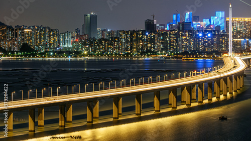 Canvas Print Beautiful Shenzhen Bay Bridge at night in China