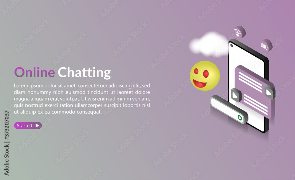 Vector isometric 3d realistic live chat service, social media communication, networking, messaging, isometric concept template landing page website business Vector isometric 3d realistic live chat service, social media communication, networking, messaging, isometric concept template landing page website business