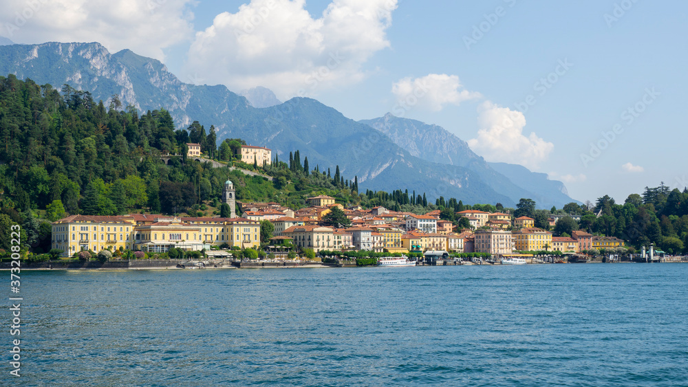 Bellagio, Italy. Amazing view of the village from the boat. Bellagio one of the most famous Italian place in the world. Best of Italy. Como lake. traditional Italian landscape. Summer time