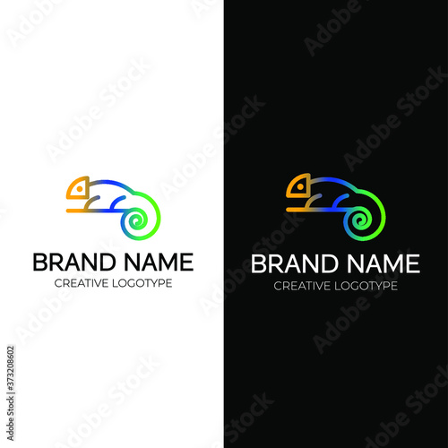 chameleon coloring logo design minimal and modern logotype vector template