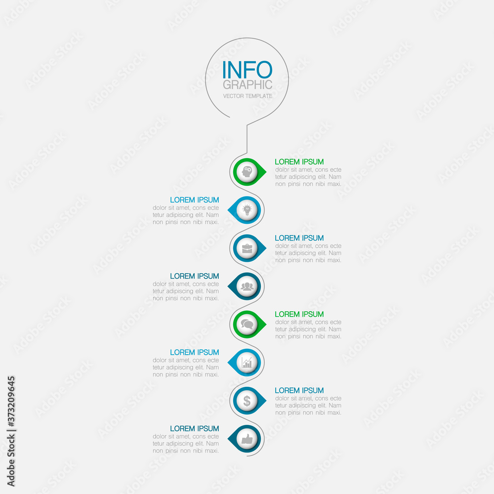 Fototapeta premium Vertical vector infographic template, 8 steps or options. Data presentation, business concept design for web, brochure, diagram.