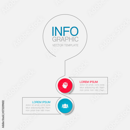 Vertical vector infographic template, 2 steps or options. Data presentation, business concept design for web, brochure, diagram.