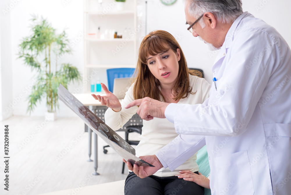 Fototapeta premium Young woman visiting experienced doctor radiologist