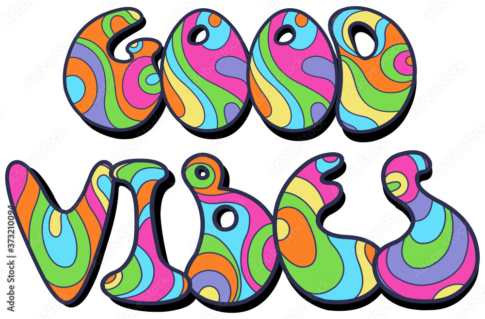 Good vibes vector retro lettering 