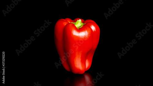 Red bell (sweet) pepper on black background