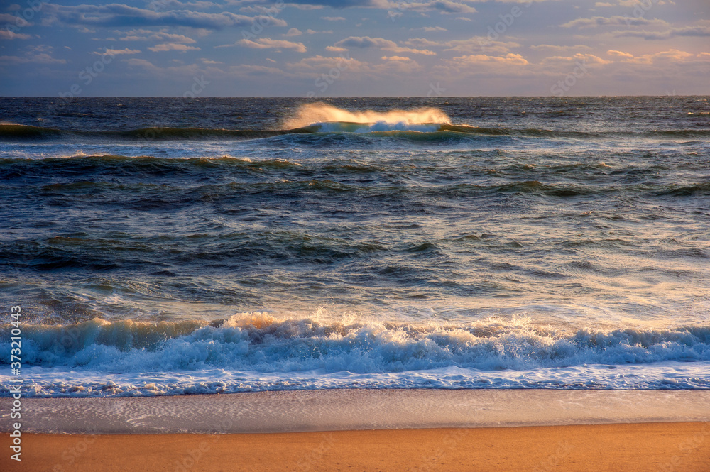 Madaket beach waves and calm Sunset on Nantucket Island