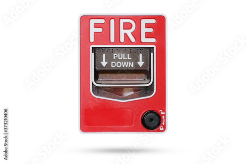 Fire alarm switch red isolated on white background  , Ideal for use in the design put images and insert text.
