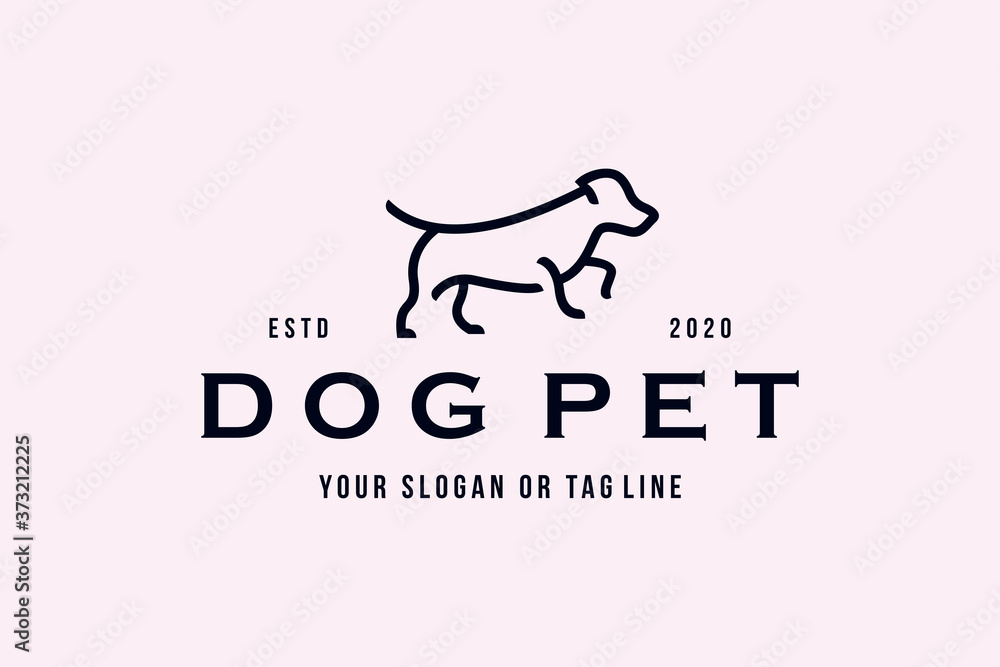 Dog line logo icon design vector