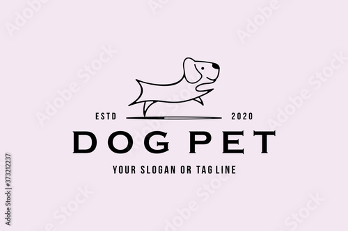 creative logo design dog jump training vector