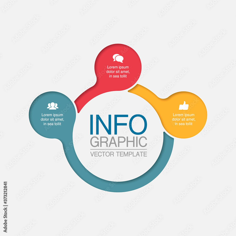 Fototapeta premium Vector infographic template, circle with 3 steps or options. Data presentation, business concept design for web, brochure, diagram.