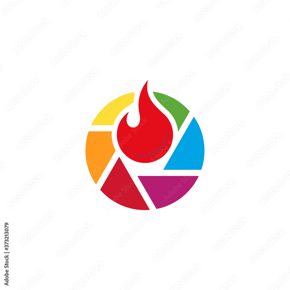Obraz premium Fire Camera logo design vector template, Camera Photography logo concepts
