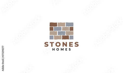 brick wall colorful logo vector icon illustration