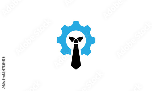 tie business with gear logo vector icon illustration