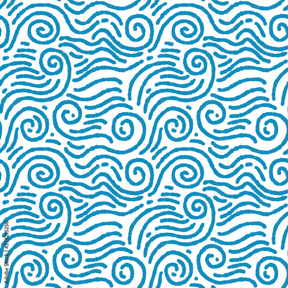 Seamless pattern with blue swirling waves. Design for backdrops with sea, rivers or water texture. Repeating texture. Surface design. Seamless pattern with blue swirling waves. Design for backdrops with sea, rivers or water texture. Repeating texture. Surface design.
