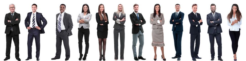 group of successful business people standing in a row.