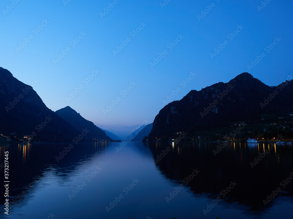 Lake Idro in Italy during the blue hour