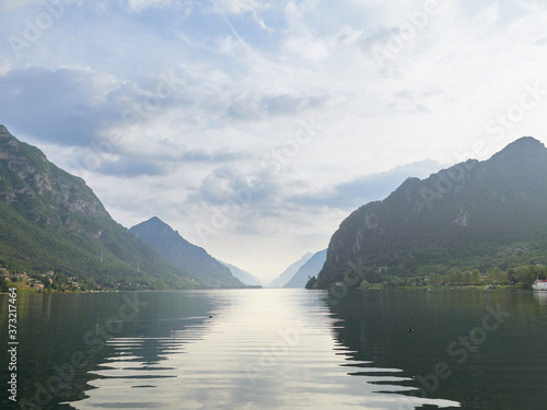 View over Lake Idro Italy with dramatic clouds