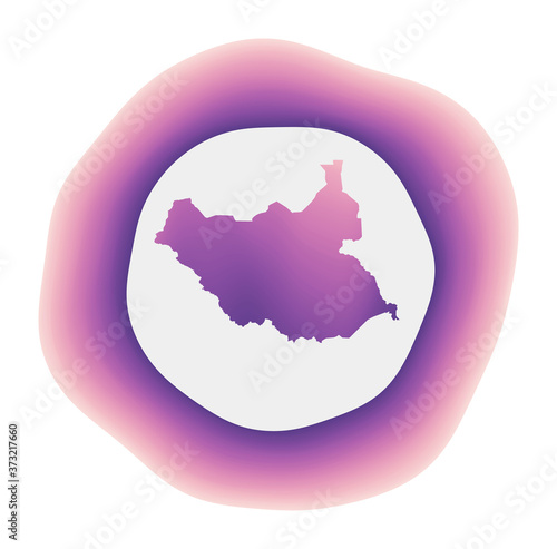 South Sudan icon. Colorful gradient logo of the country. Purple red South Sudan rounded sign with map for your design. Vector illustration. © Eugene Ga