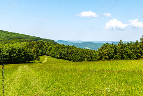 Bile Karpaty mountains scenery with mix of meadows, forest and hills on czech - slovakian borders bellow Kosak hill photo