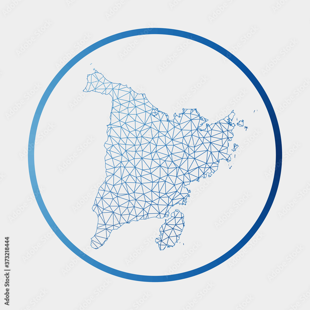 Obraz premium Panay icon. Network map of the island. Round Panay sign with gradient ring. Technology, internet, network, telecommunication concept. Vector illustration.