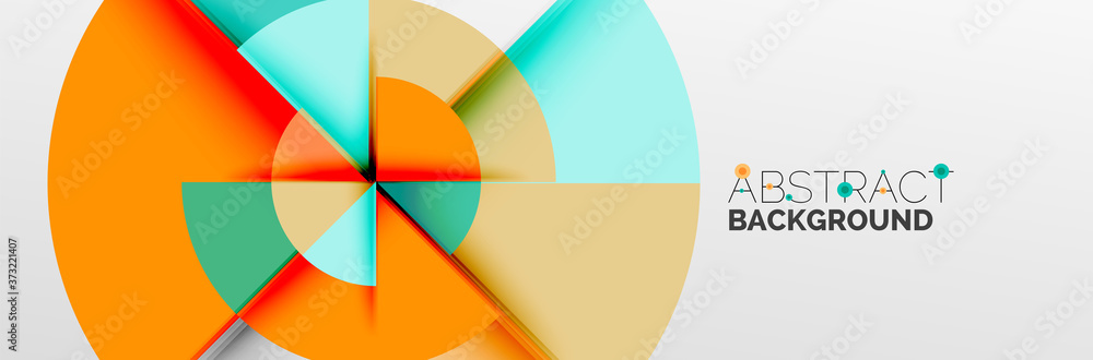 Bright color circles, abstract round shapes and triangles composition with shadow effects. Vector modern geometric design template Bright color circles, abstract round shapes and triangles composition with shadow effects. Vector modern geometric design template