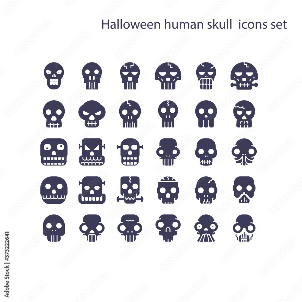 Halloween human skull vector icon.Ghost or Monster. Demon or Satan sign. 64x64 pixel perfect icon
