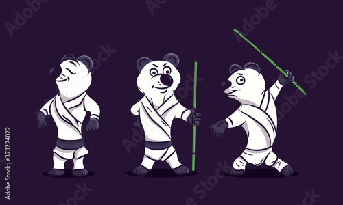 cute panda kung fu with various expression