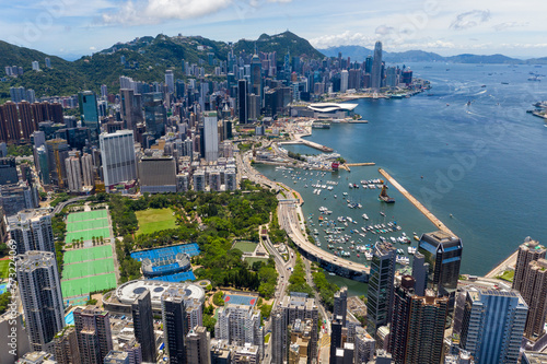 Fototapeta Naklejka Na Ścianę i Meble -  Top view of Hong Kong commercial district