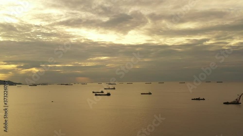 Wallpaper Mural Many cargo ships in the sea, view from the top
 Torontodigital.ca