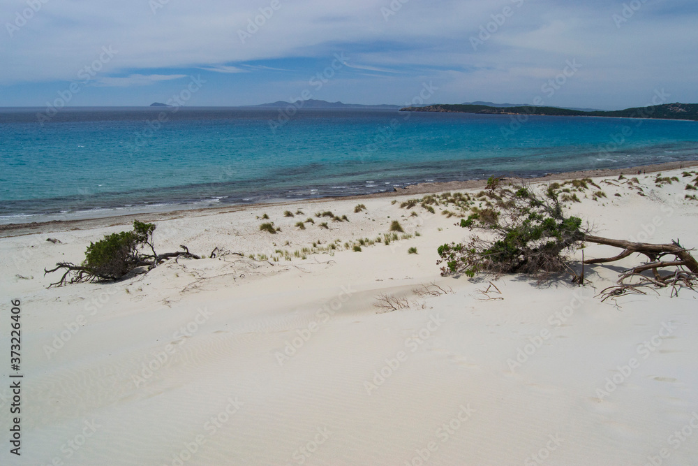 Veduta delle dune e della spiaggia di Arenas Biancas