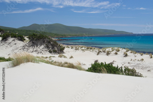 Veduta delle dune e della spiaggia di Arenas Biancas