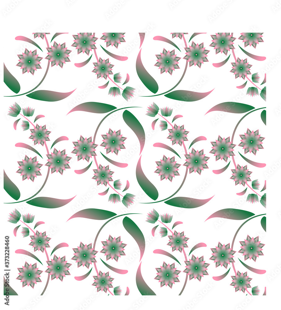 Vector illustration. Botanical motives are randomly distributed. Smooth vector texture. for fashion prints. Print in a hand-drawn style on a white background.