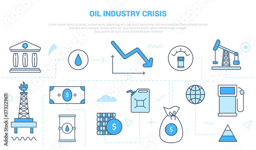 oil and gas industry crisis concept fall down campaign for website homepage template landing page banner with outline icon style