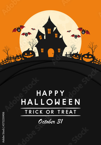 happy halloween day background, pumpkin monster vector design