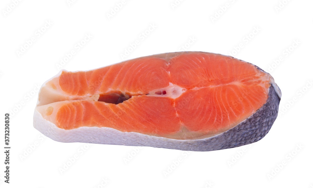 Salmon steak isolated on white background