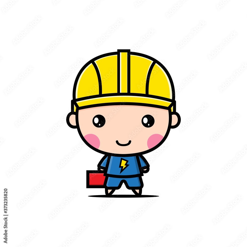 chibi electrician character design illustration chibi electrician character design illustration