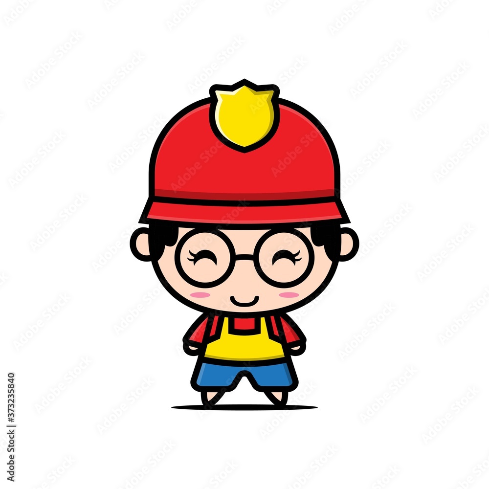 kawaii character firefighter design illustration kawaii character firefighter design illustration
